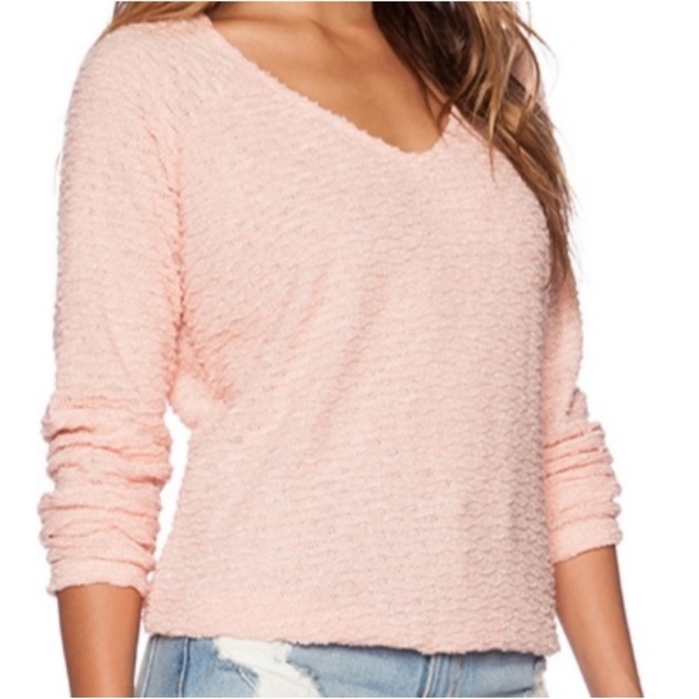 Sanctuary Women's V Neck Knit Sweater Pink Pullover Size Xs